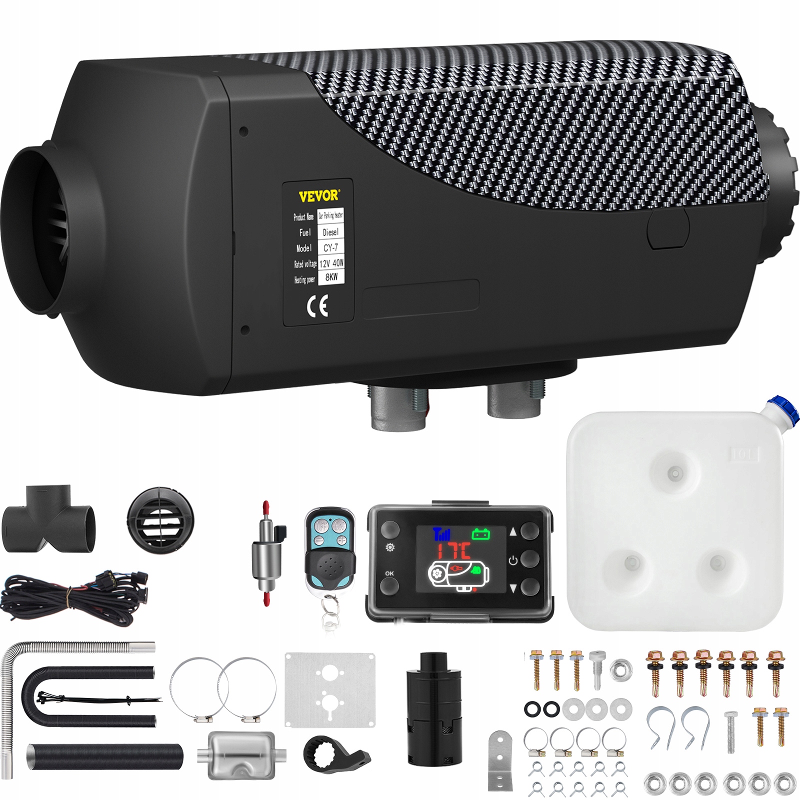 Parkovacie kúrenie 12V s 10l nádržou + LCD + diaľkové ovládanie + tlmič